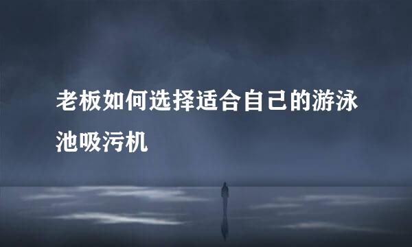 老板如何选择适合自己的游泳池吸污机