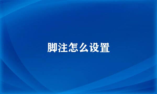 脚注怎么设置