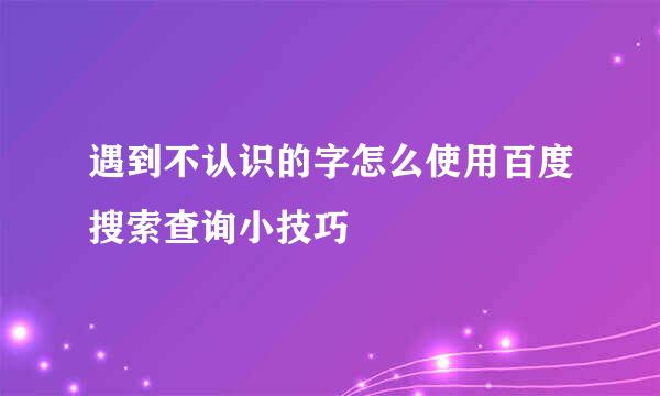 遇到不认识的字怎么使用百度搜索查询小技巧