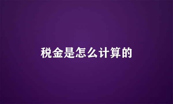 税金是怎么计算的