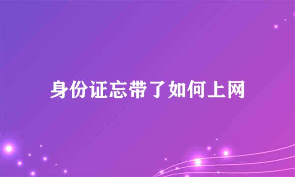 身份证忘带了如何上网