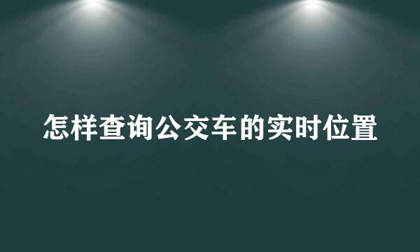 怎样查询公交车的实时位置