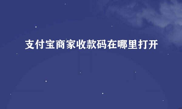 支付宝商家收款码在哪里打开