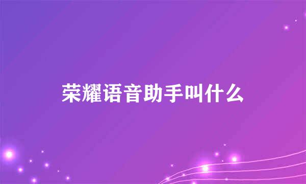 荣耀语音助手叫什么