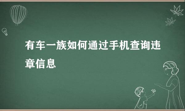 有车一族如何通过手机查询违章信息