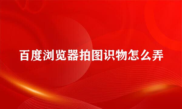 百度浏览器拍图识物怎么弄
