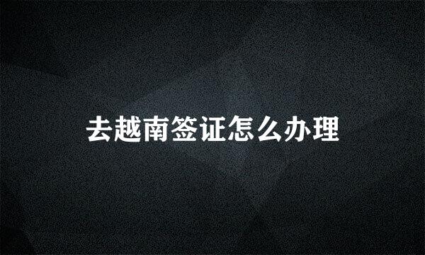去越南签证怎么办理