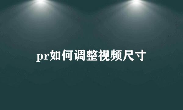 pr如何调整视频尺寸
