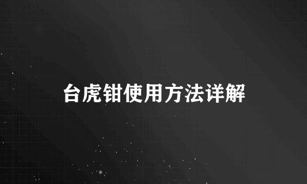 台虎钳使用方法详解