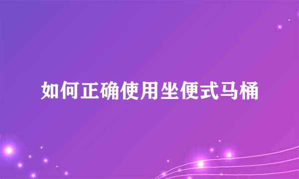 如何正确使用坐便式马桶