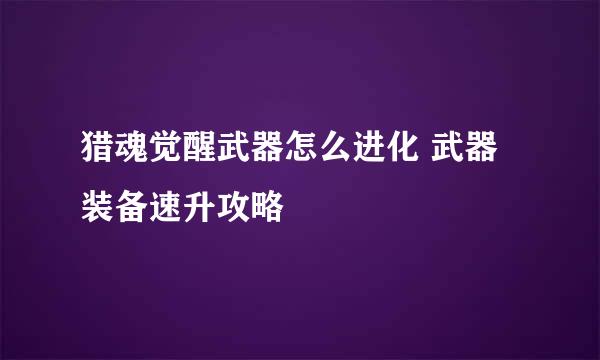 猎魂觉醒武器怎么进化 武器装备速升攻略