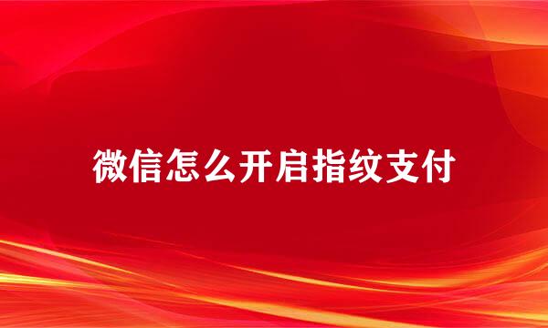 微信怎么开启指纹支付