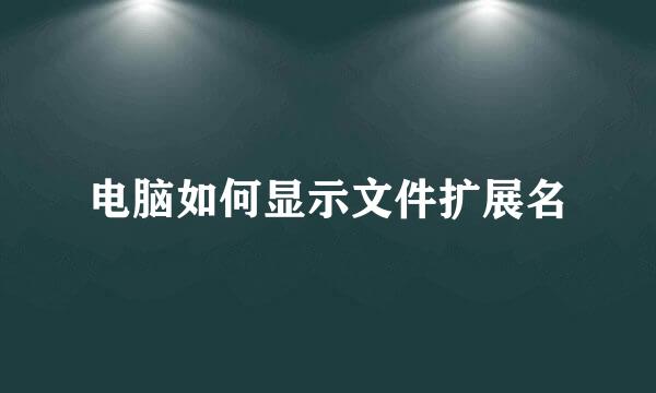 电脑如何显示文件扩展名