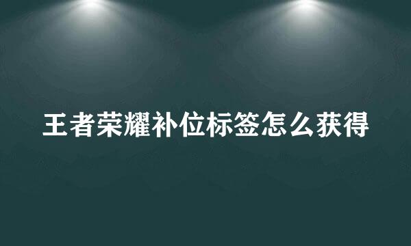 王者荣耀补位标签怎么获得