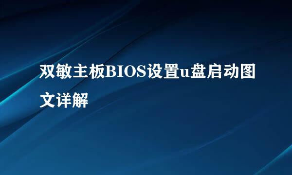 双敏主板BIOS设置u盘启动图文详解