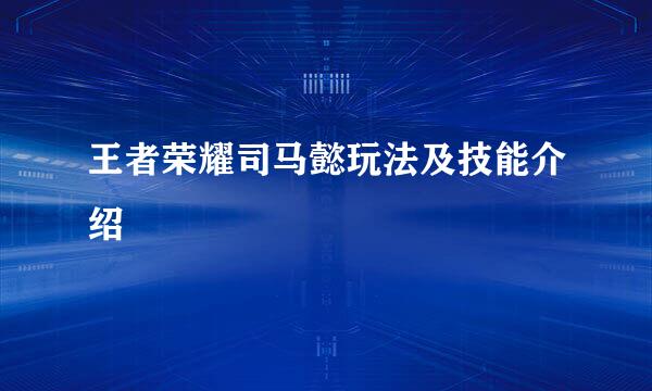 王者荣耀司马懿玩法及技能介绍