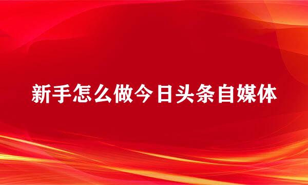 新手怎么做今日头条自媒体