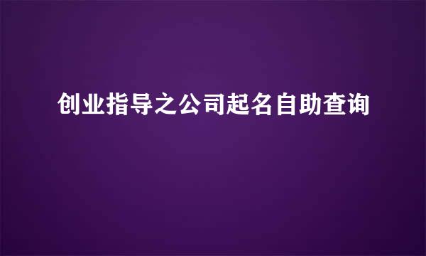 创业指导之公司起名自助查询