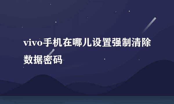 vivo手机在哪儿设置强制清除数据密码