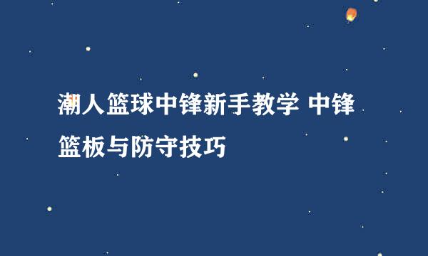 潮人篮球中锋新手教学 中锋篮板与防守技巧