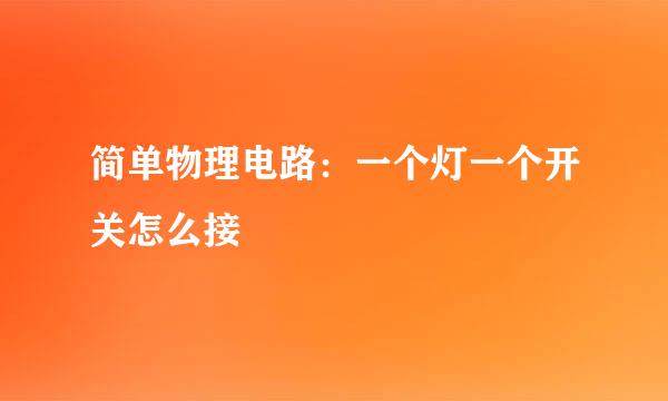 简单物理电路：一个灯一个开关怎么接