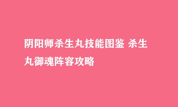 阴阳师杀生丸技能图鉴 杀生丸御魂阵容攻略