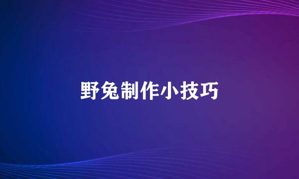 野兔制作小技巧