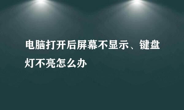 电脑打开后屏幕不显示、键盘灯不亮怎么办