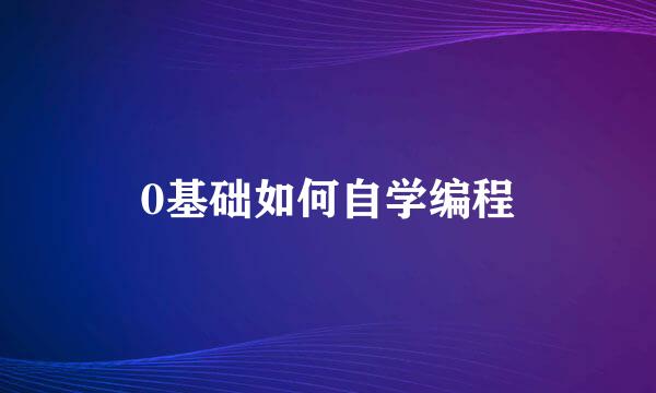 0基础如何自学编程