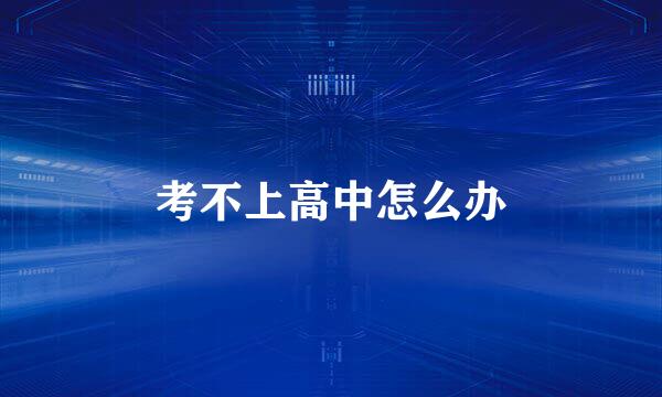 考不上高中怎么办