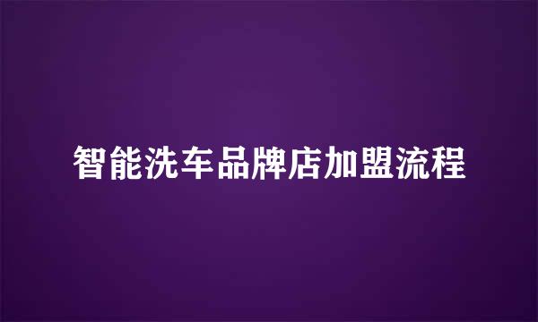 智能洗车品牌店加盟流程