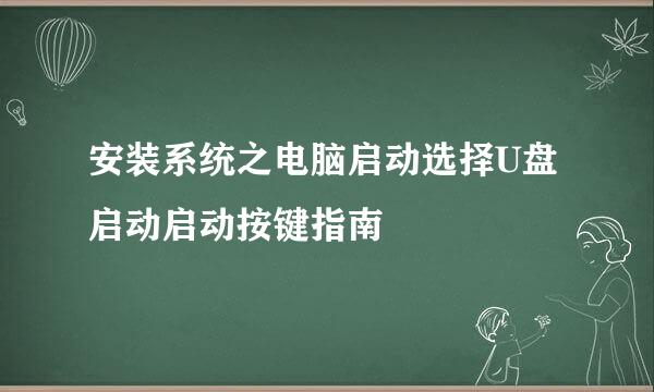 安装系统之电脑启动选择U盘启动启动按键指南