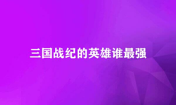 三国战纪的英雄谁最强