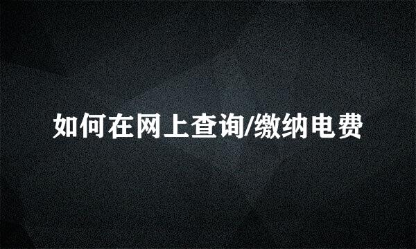 如何在网上查询/缴纳电费