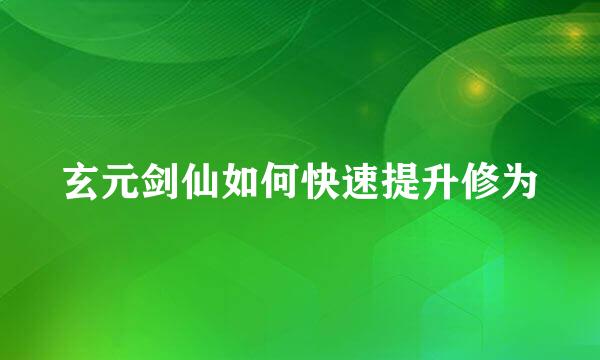 玄元剑仙如何快速提升修为