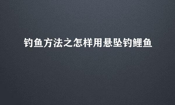 钓鱼方法之怎样用悬坠钓鲤鱼