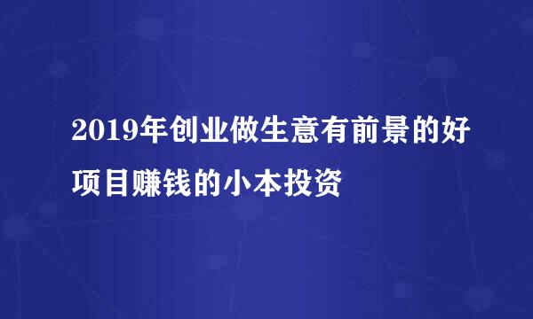 2019年创业做生意有前景的好项目赚钱的小本投资