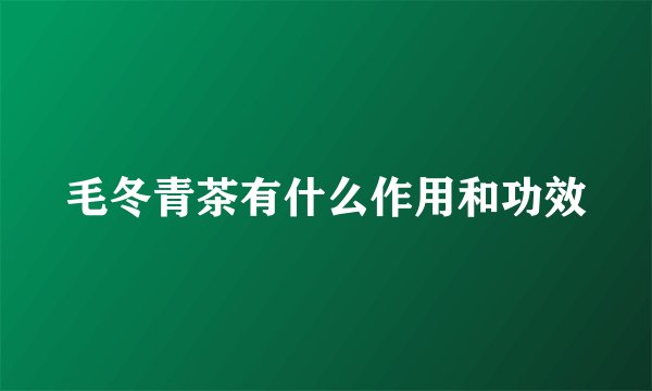 毛冬青茶有什么作用和功效