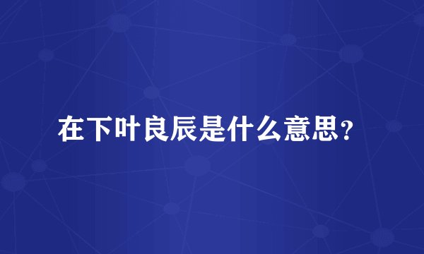 在下叶良辰是什么意思?