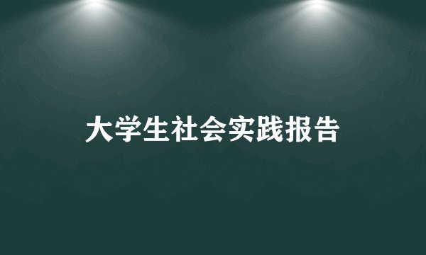 大学生社会实践报告