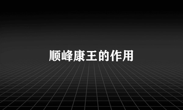 顺峰康王的作用