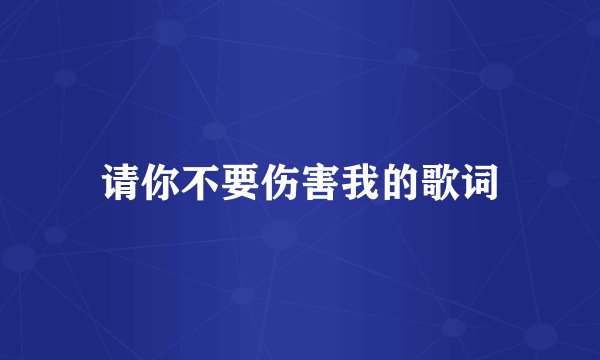 请你不要伤害我的歌词