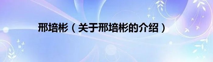 邢培彬（关于邢培彬的介绍）