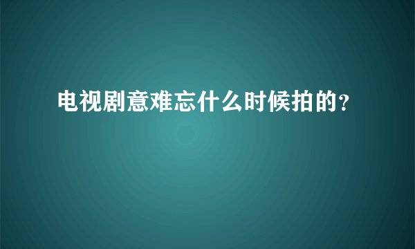 电视剧意难忘什么时候拍的？