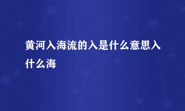 黄河入海流的入是什么意思入什么海