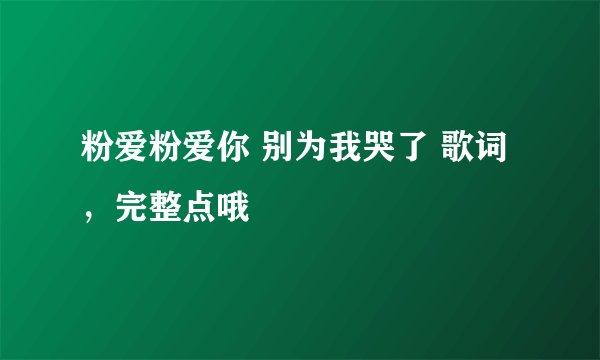 粉爱粉爱你 别为我哭了 歌词，完整点哦