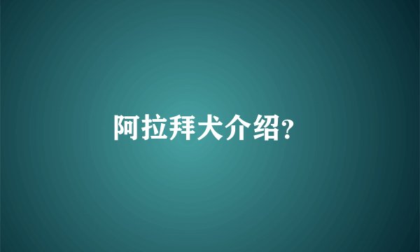 阿拉拜犬介绍？