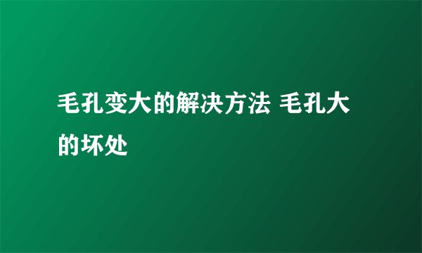 毛孔变大的解决方法 毛孔大的坏处