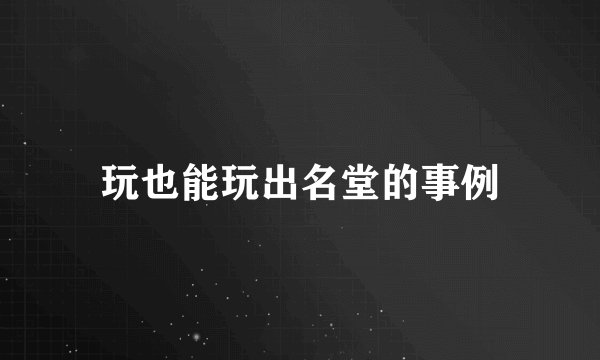 玩也能玩出名堂的事例