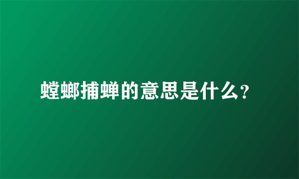 螳螂捕蝉的意思是什么？